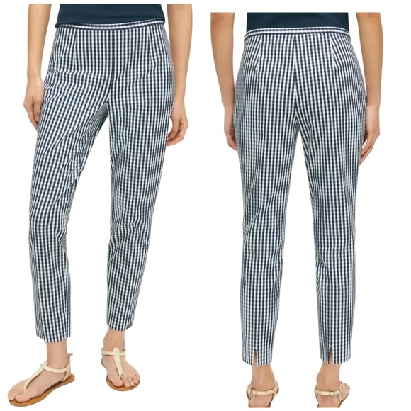 BROOKS BROTHERS GINGHAM PLAID STRETCH ANKLE PANT COTTON TWILL NATALIE FIT CHIC - Picture 1 of 12